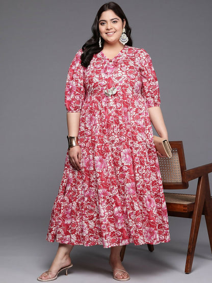 Ahalyaa Women's Traditional wear Ethnic Dress - Red