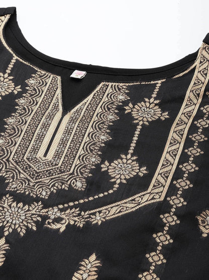 Ahalyaa Unstitched Black Dress Material