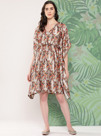 InWeave Women's Elegant Bird Print Kaftaan