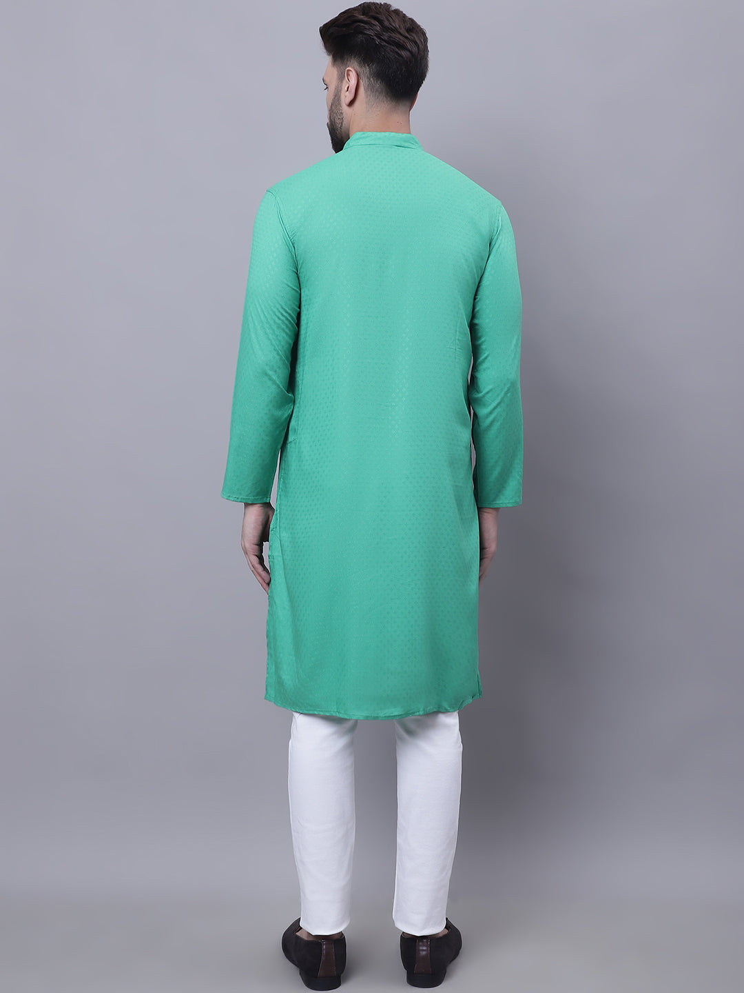 Even Apparels Green Kurta With Band Collar