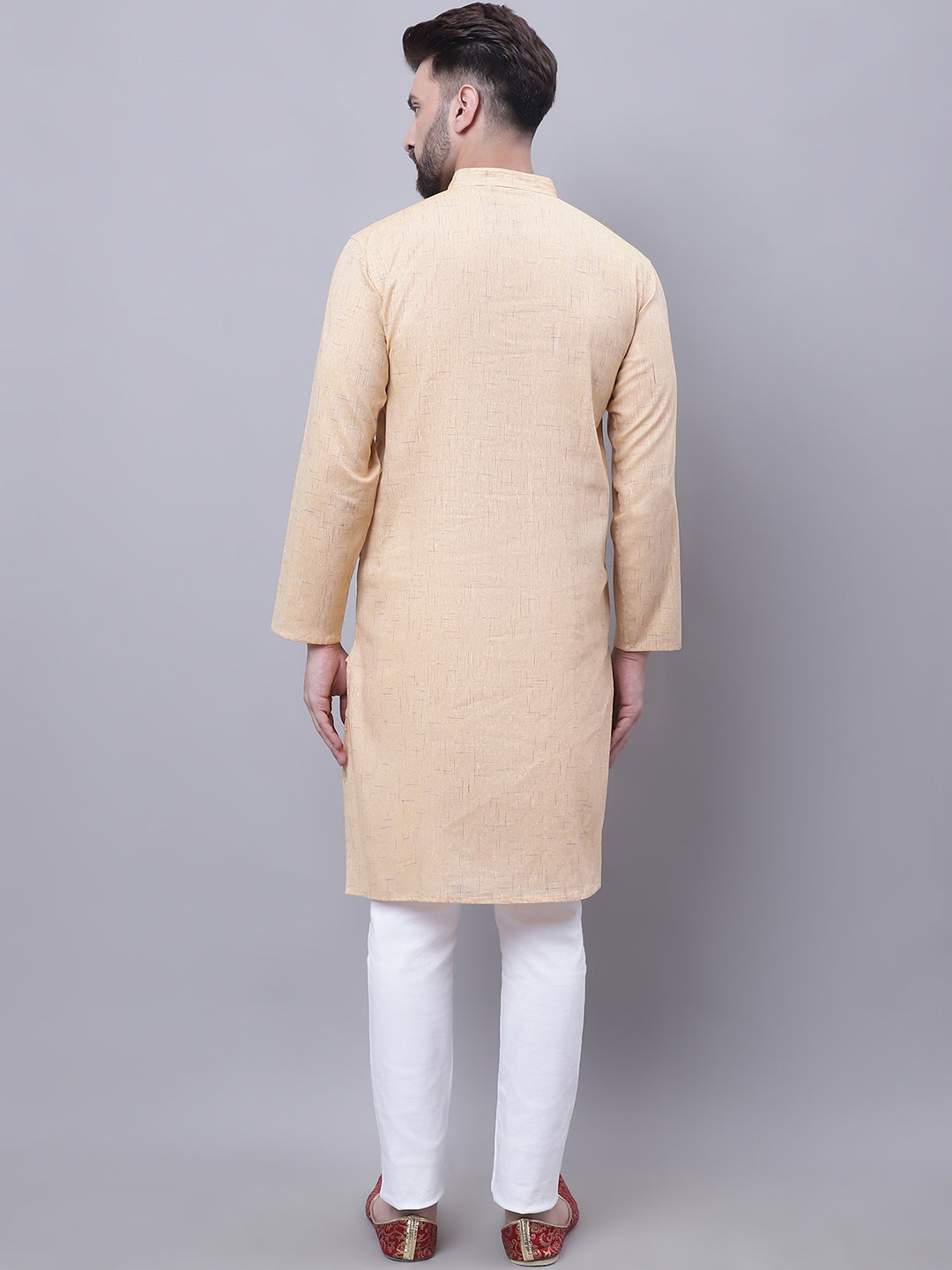 Even Apparels Yellow Pure Cotton Kurta With Band Collar