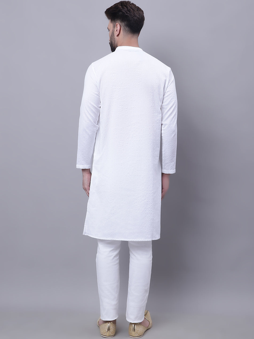 Even Apparels White Sherwani Kurta With Asymetrical Cut