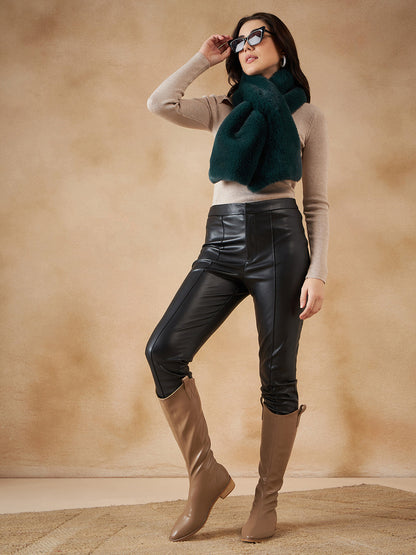 InWeave Women's Dark Teal Faux Fur Neck Warmer