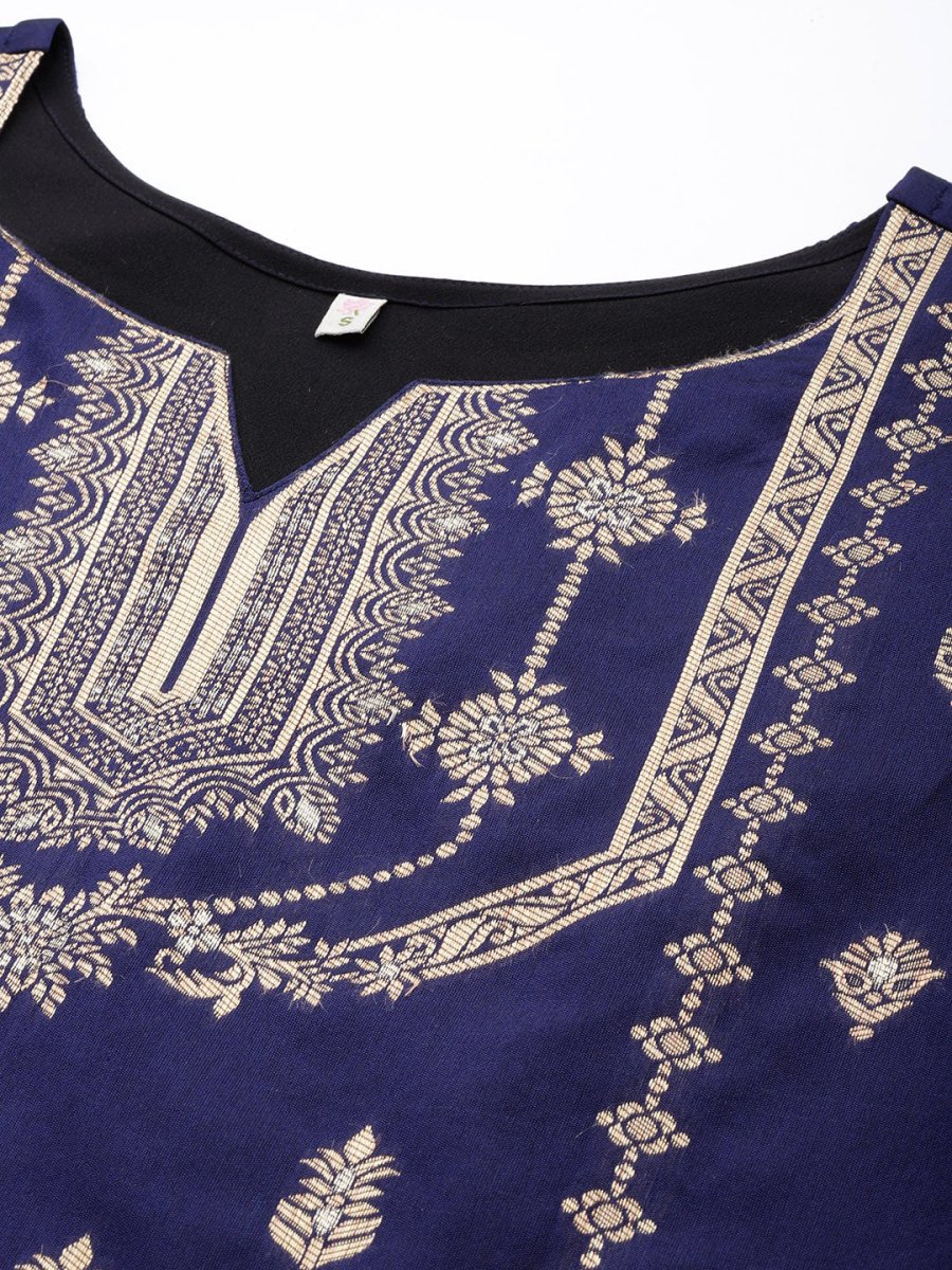 Ahalyaa Unstitched Navy Blue Dress Material