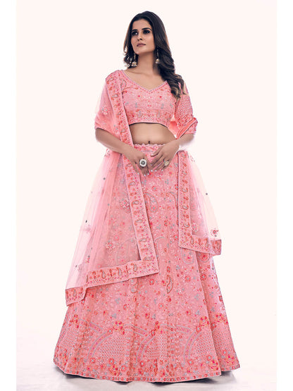 Myra Pink Soft Net Embroidered Designer Lehenga Choli