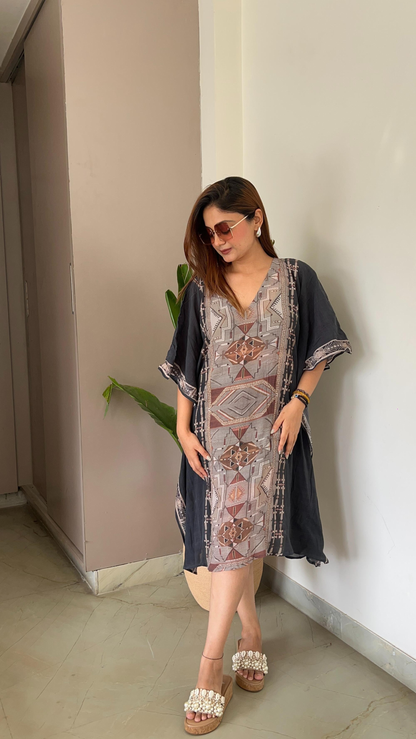 Noroke Cupro Crepe Kaftan Dress - Printed