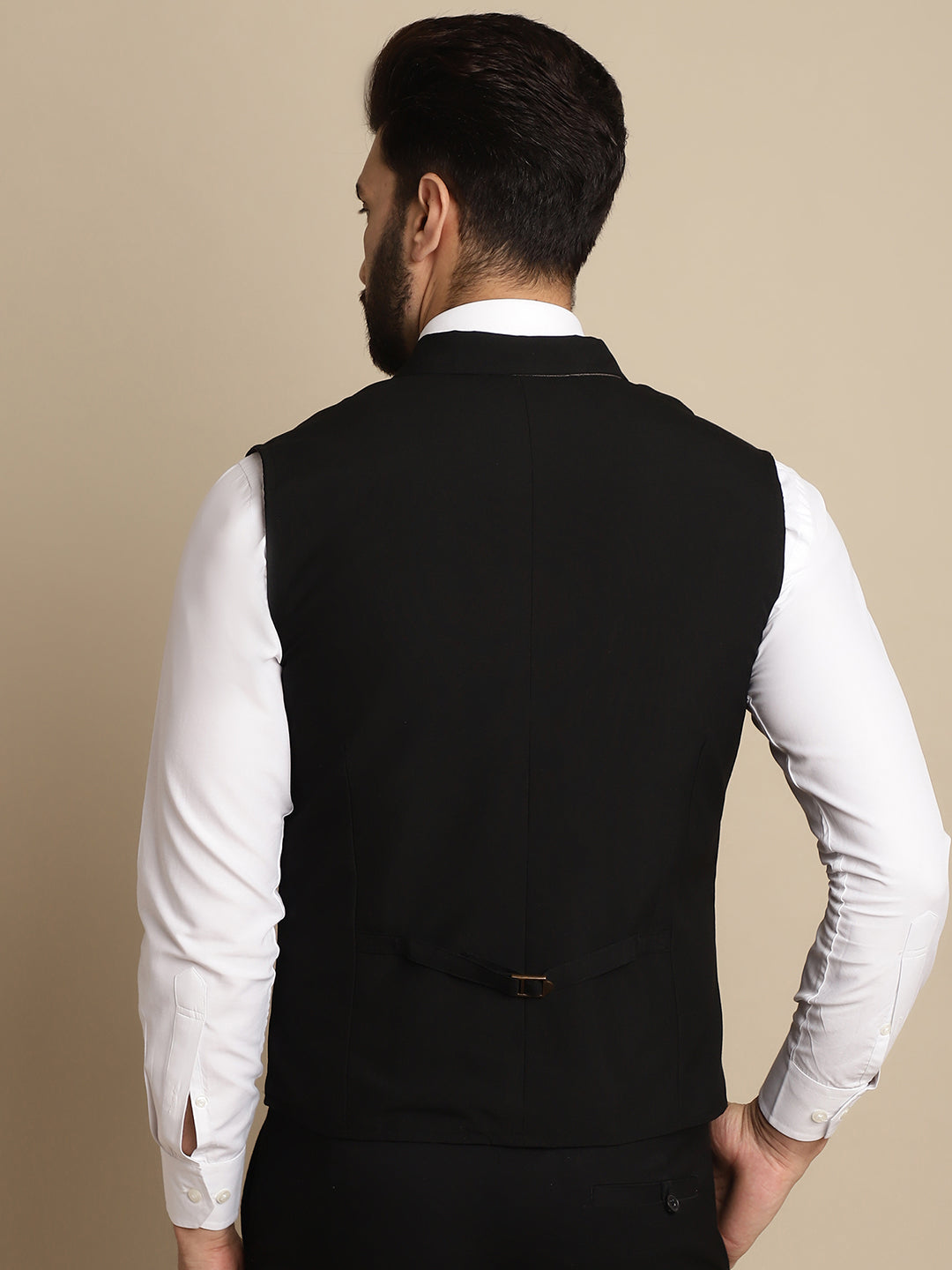 Even Apparels Men's Black Waistcoat with Notched Lapel