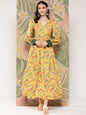 Ahalyaa Floral Printed Tie-Ups Crepe Empire Ethnic Dress