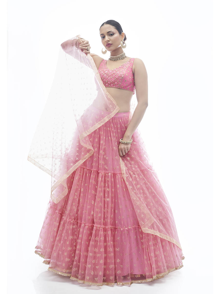 Myra Baby Pink Art Silk Designer Lehenga