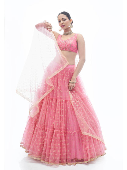 Myra Baby Pink Art Silk Designer Lehenga