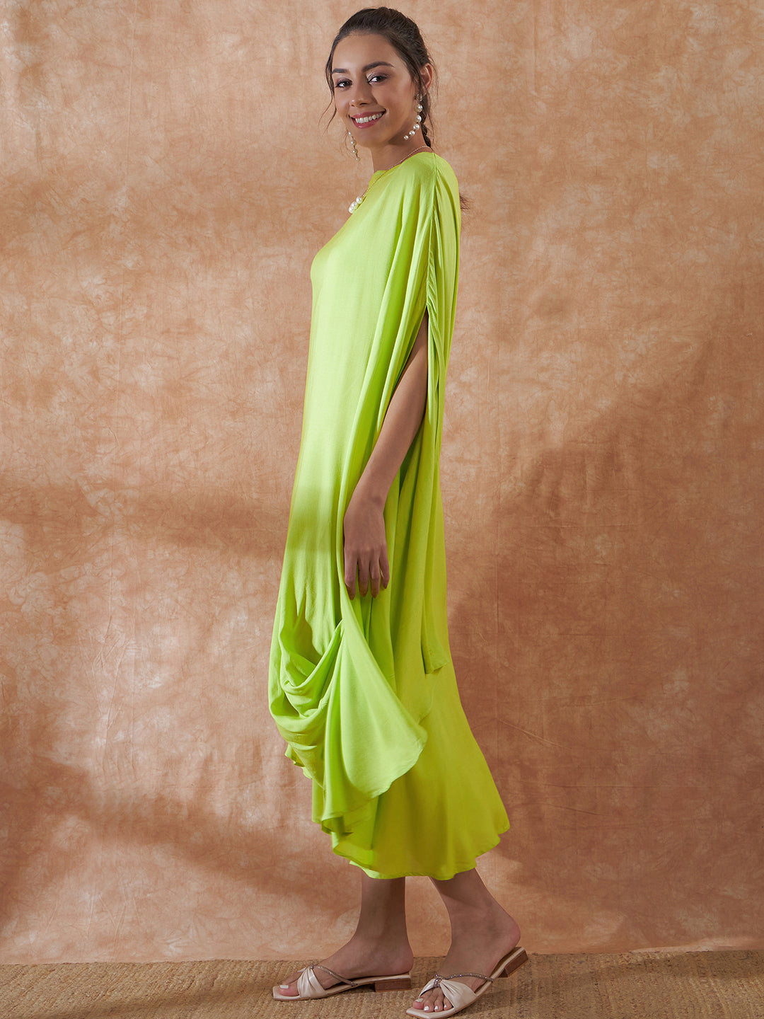 InWeave Lime Green Rayon Cowel Style Kaftan