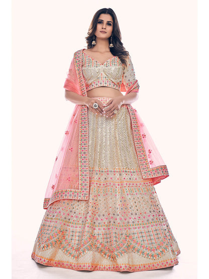 Myra White Soft Net Embroidered Designer Lehenga Choli