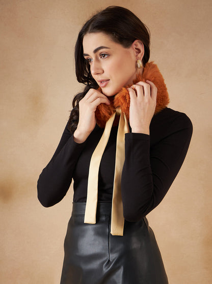 InWeave Women's Carrot Orange Fur Neckpiece