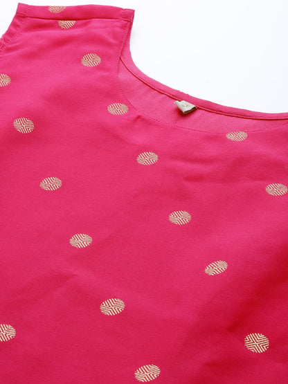 Ahalyaa Women Pink Geometric Printed Kurta