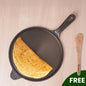 The Indus Valley Super Smooth Cast Iron Tawa, Long Handle,Pre-seasoned, Nonstick, 100% Pure, Toxin-free, Induction,Spatula, 25.4cm, 1.8kg