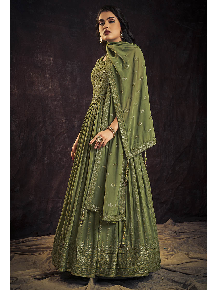 Myra Green Real Georgette Designer Gown Style Suit