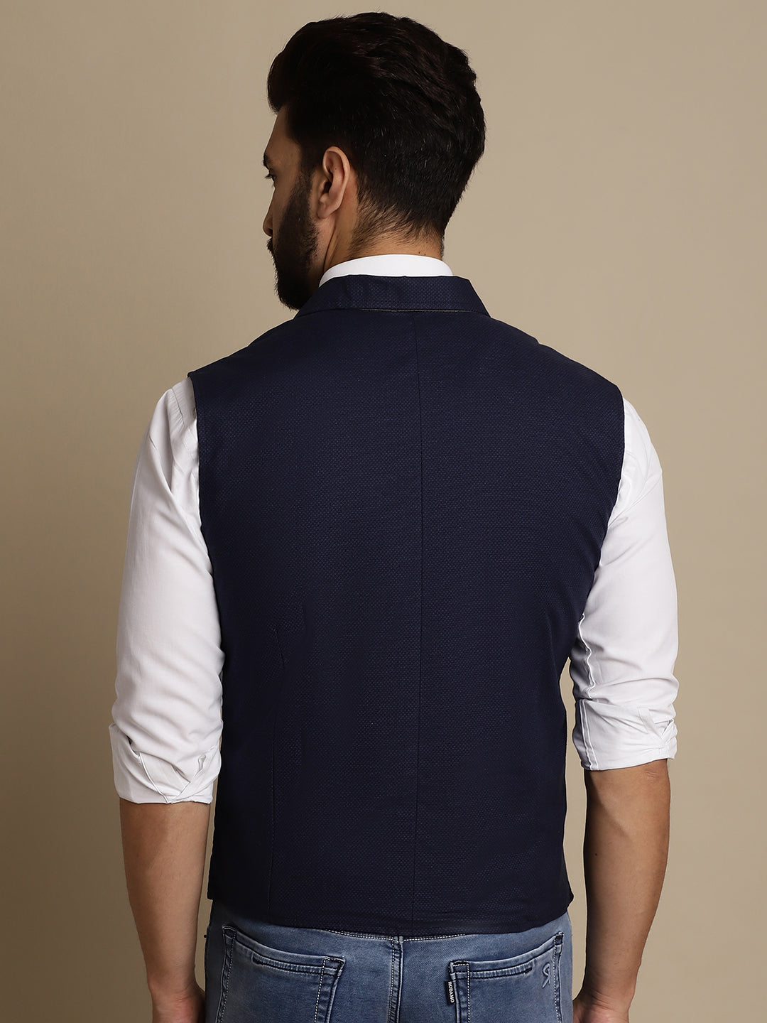 Even Apparels Men's Blue Waistcoat with Notched Lapel