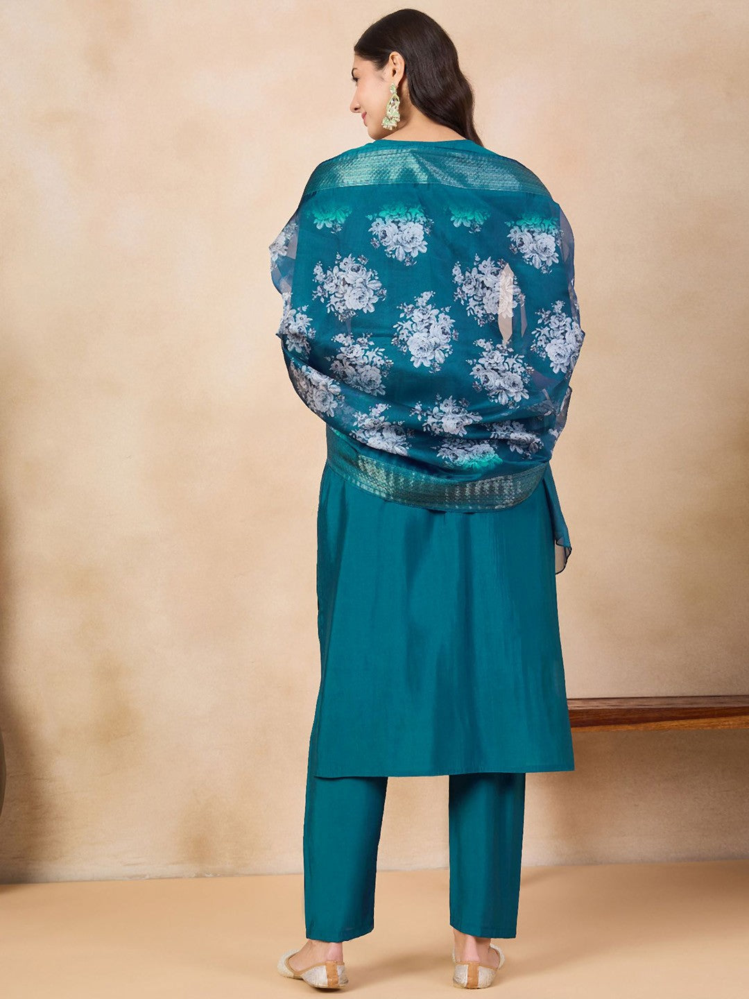 The52 Printed Viscose Rayon Fabric Straight Kurta, Pant and Dupatta Set