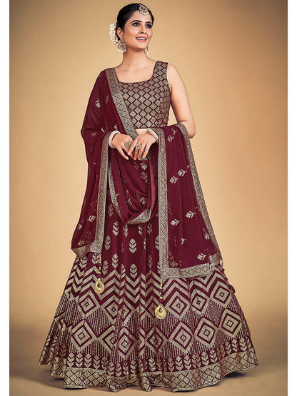 Myra Maroon Georgette Real Georgette Lehenga Choli