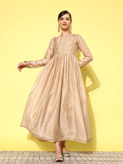 Ahalyaa Floral Embroidered A-Line Maxi Dress