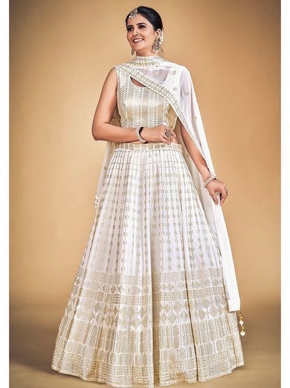 Myra White Georgette Real Georgette Lehenga Choli