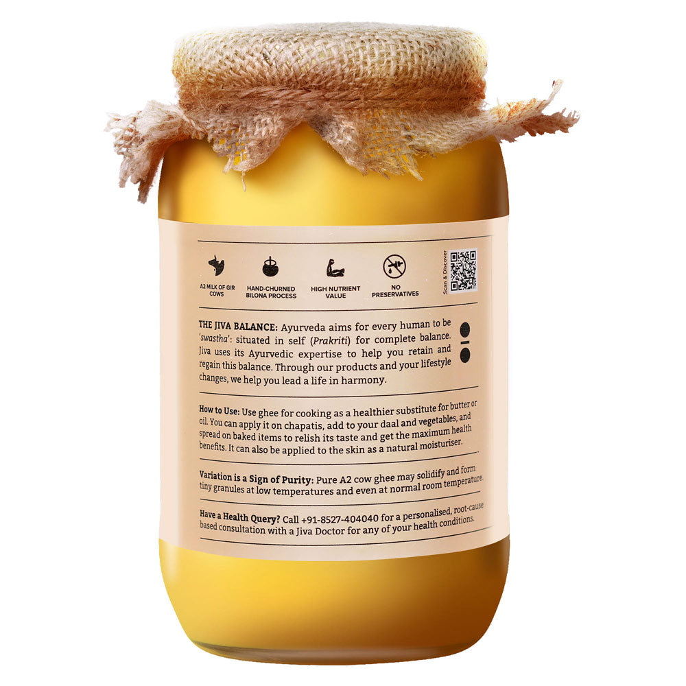Jiva Ayurveda A2 Gir Desi Cow Ghee | Desi Gir Cow Ghee | Pure and Natural Ghee From A2 Cow Milk