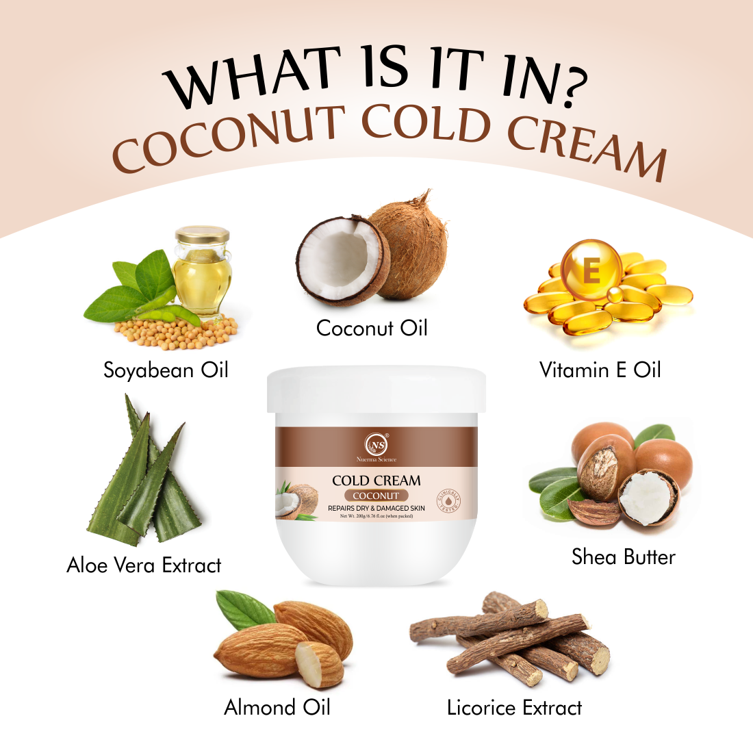 Nuerma Science Coconut Cold Cream For Winters To Repair Dry & Damaged Skin
