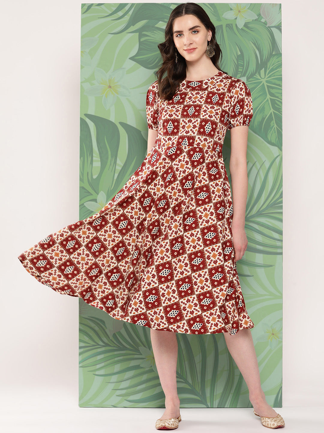 InWeave Women's Maroon Square Dress