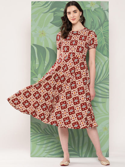 InWeave Women's Maroon Square Dress