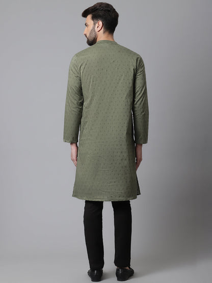 Even Apparels Green Sherwani Kurta With Asymetrical Cut
