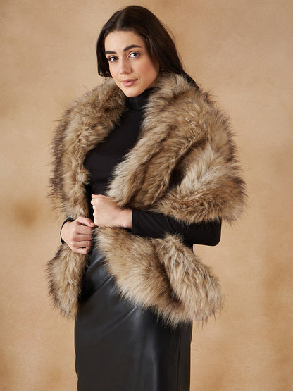 InWeave Women's Winter Beige Faux Fur Cape