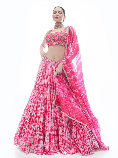 Myra Pink Jaquard Embroidered Designer Lehenga