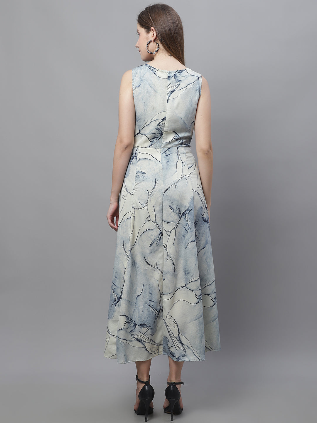 Jainish Women's Blue Printed A-Line Dresses