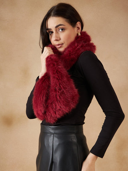 InWeave Women's Bright Rust Faux Fur Neck Warmer