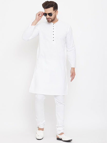 Even Apparels White Solid Kurta With Band Collar