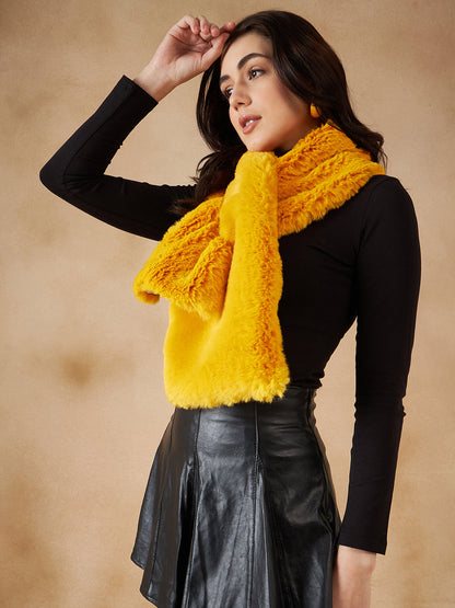 InWeave Women's Yellow Faux Fur Neck Warmer