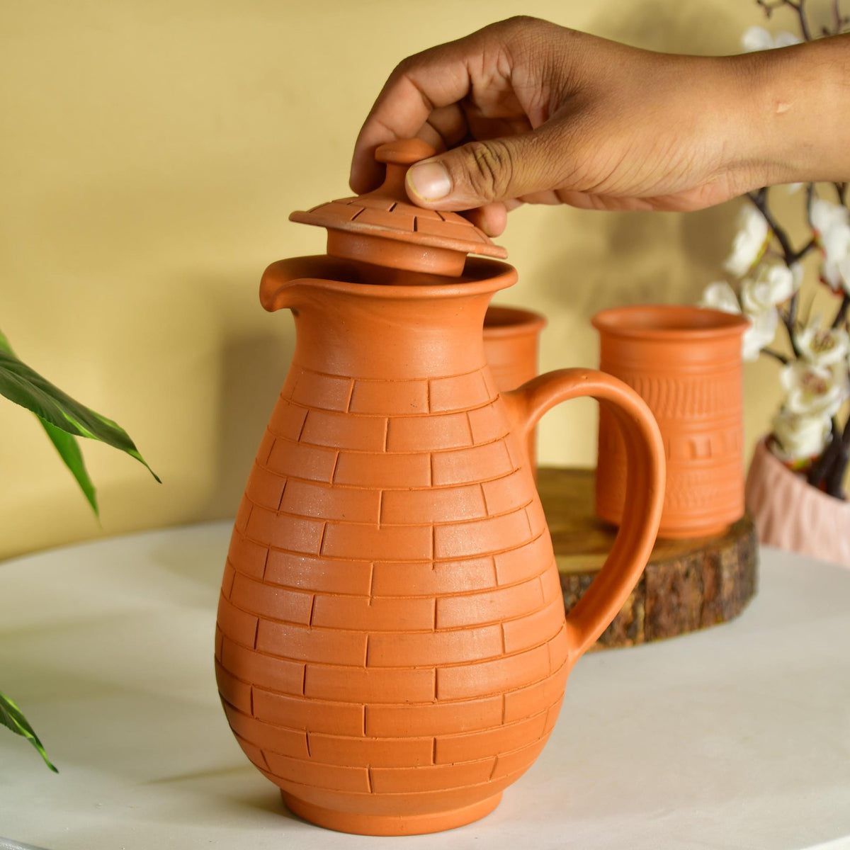 Sowpeace Premium Large Terracotta Jug for Water and Drinks