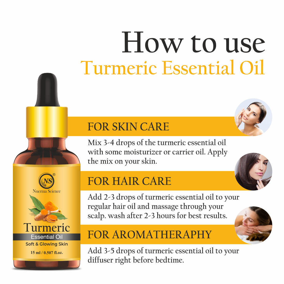 Nuerma Science Pure Turmeric Essential Oil For Skin Care & Hair Care
