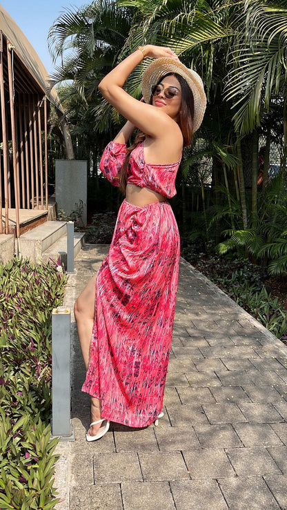 Noroke Sustainable fabric | Bemberg Asymmetrical Printed Long Dress