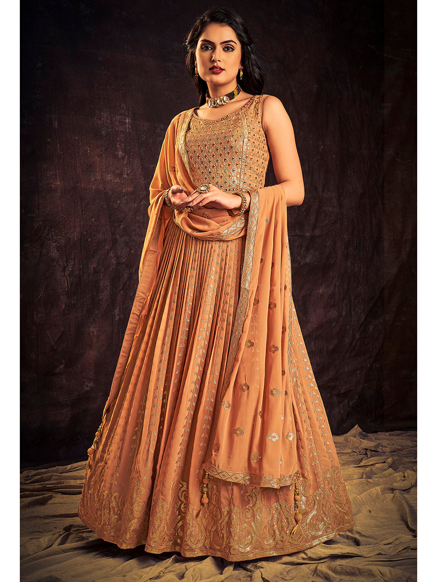Myra Apricoat Real Georgette Designer Gown Style Suit