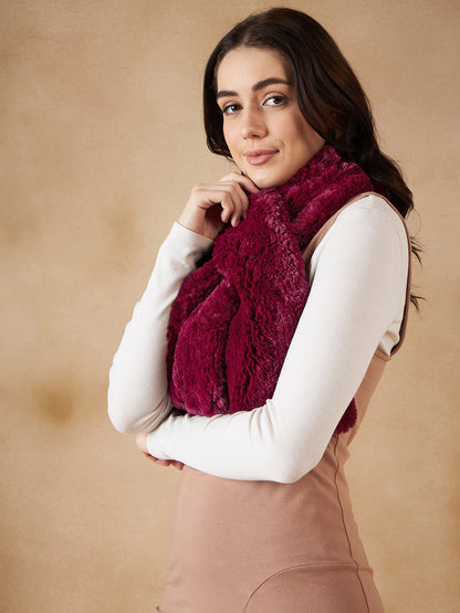 InWeave Women's Burgundy Faux Fur Neck Warmer