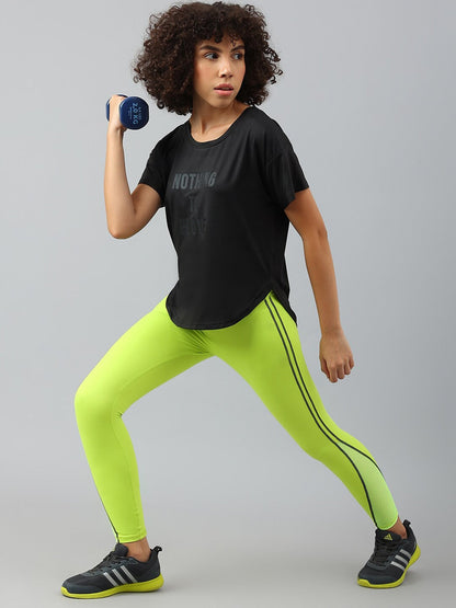 MKH Women Typography Printed Dri-FIT Sports T-shirt
