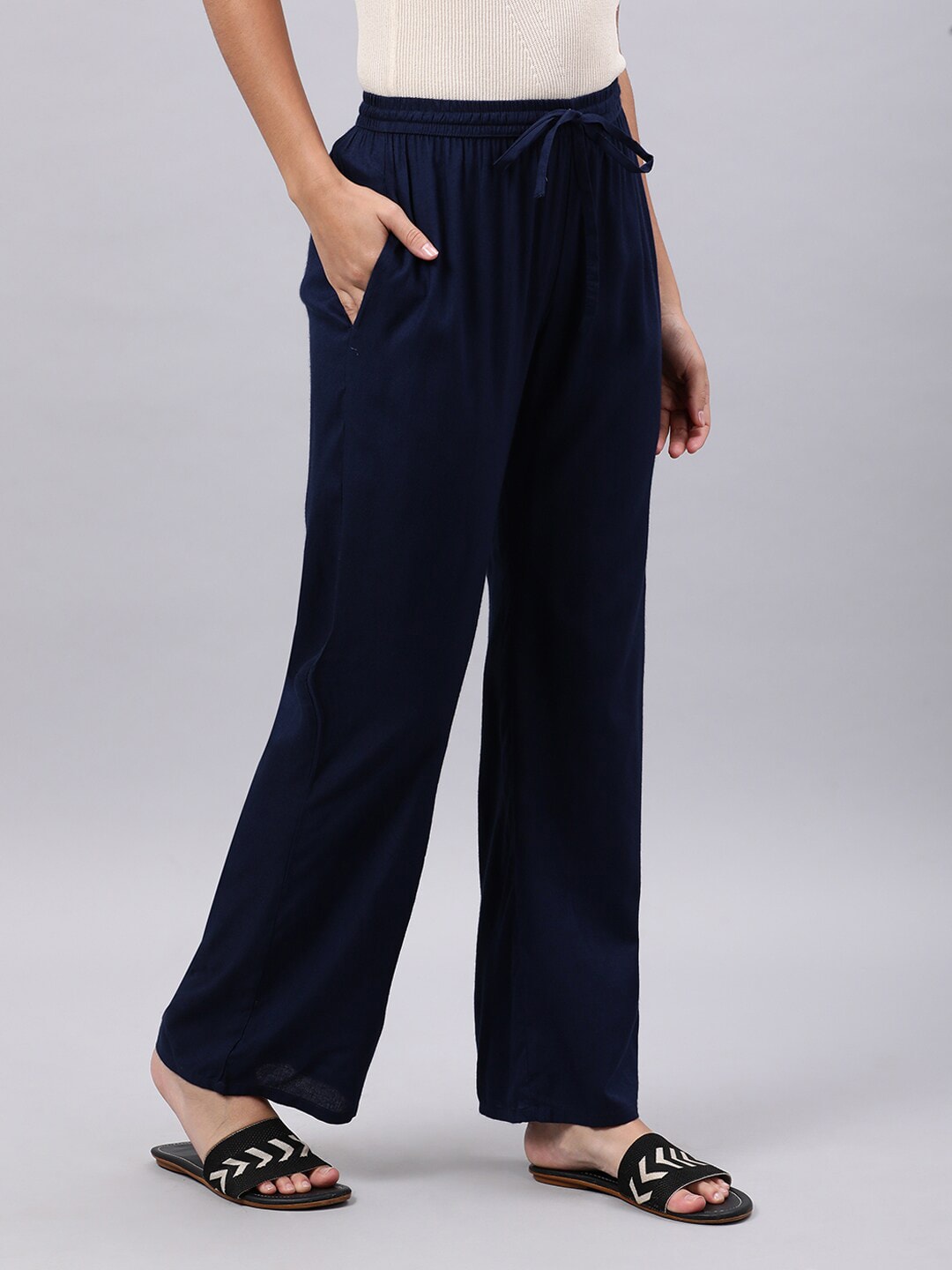Souchii Navy Blue Liva Palazzos