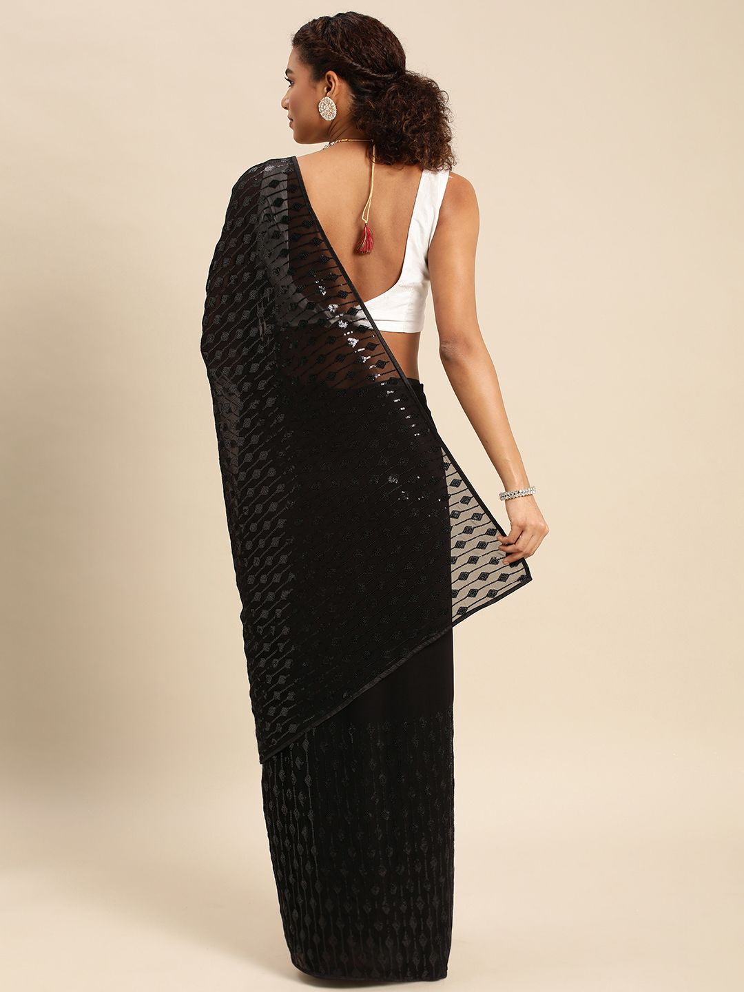 kasee Embellished Sequinned Pure Georgette Saree