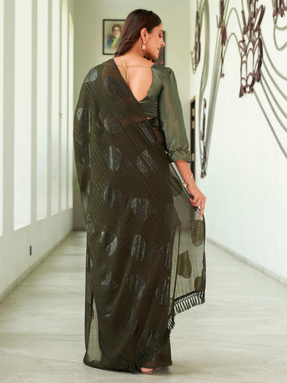 Tikhi Imli Green Floral Embellished Saree