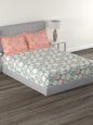 MYTRIDENT Green White Ethnic Motifs Cotton 144 TC Queen Bedsheet With 2 Pillow Covers