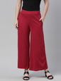 Souchii Maroon Knitted Cotton Ethnic Palazzos