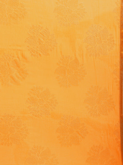 Saree Mall Mustard Yellow & Gold Printed Saree