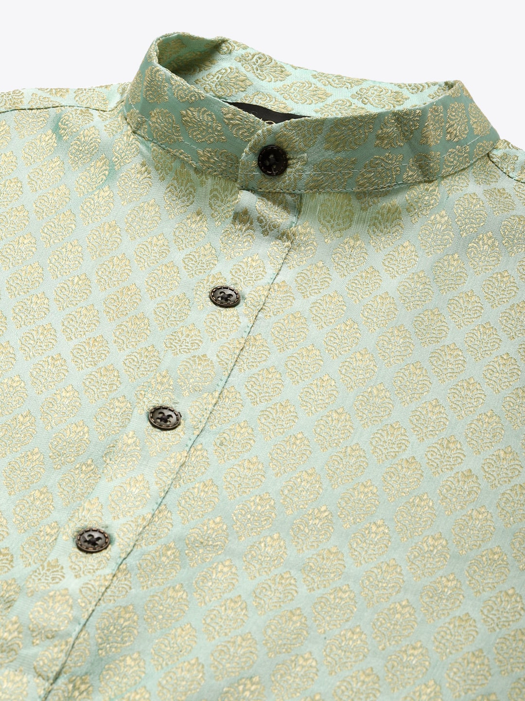 Sojanya Men Green Ethnic Motifs Woven Design Kurta & Churidar Comes With a Nehru Jacket