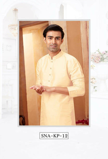 Joban Fashion Light Beige Art Silk Kurta Pyjama